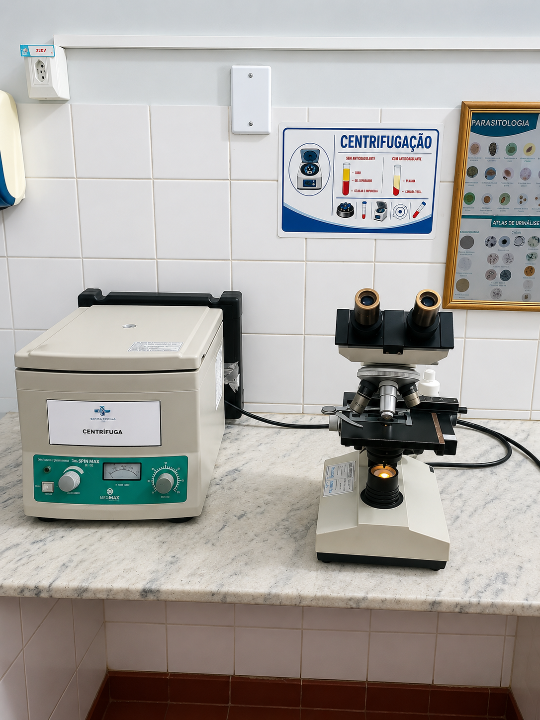 Microscópio Binocular e Centrífuga